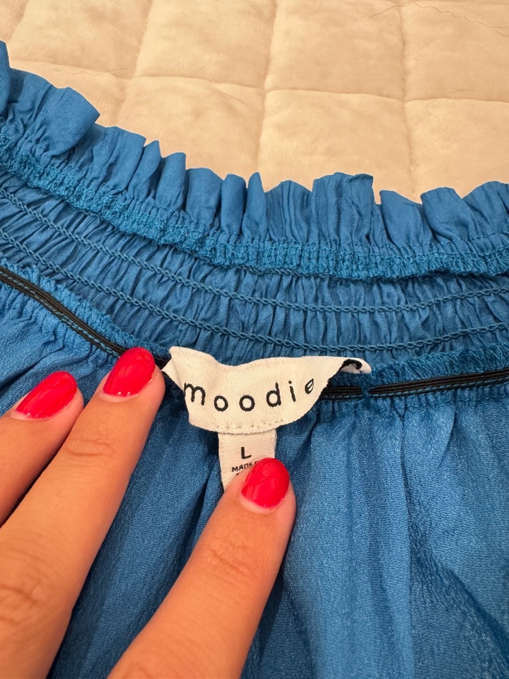 Moodie Blue Ruffled Dress - Picture 3 of 3